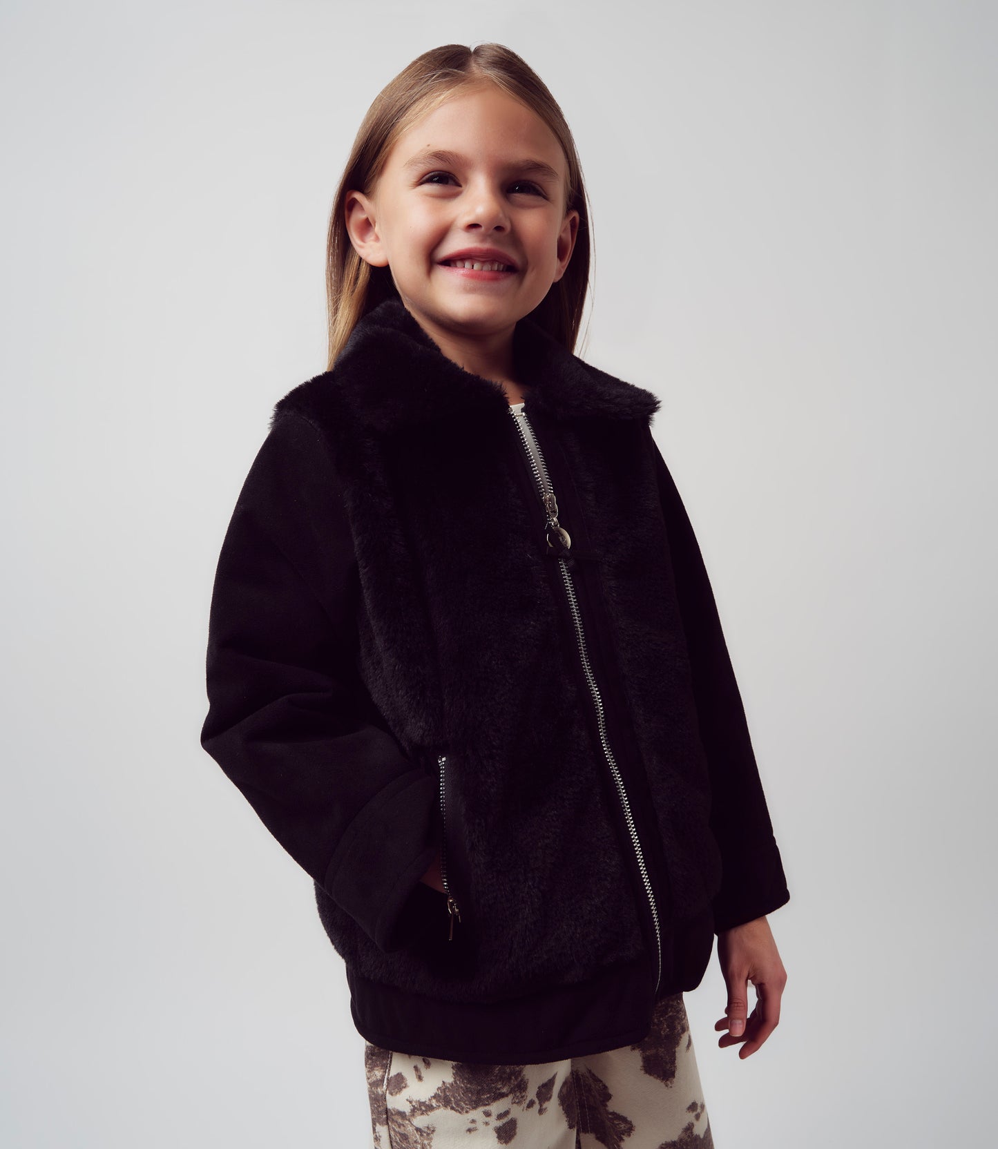 Chaqueta niña de gamuza 2 años / Negro