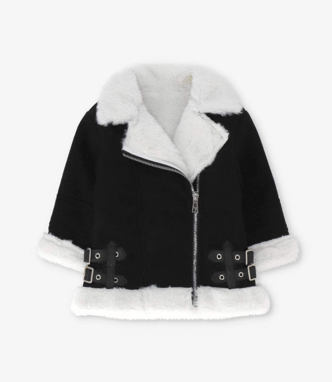 Chaqueta niña aviadora de gamuza 2 años / Negro