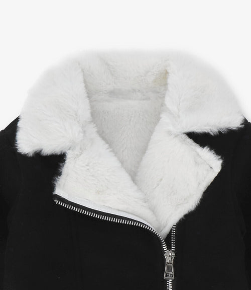 Chaqueta niña aviadora de gamuza 2 años / Negro