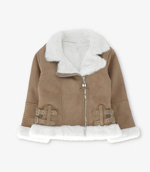 Chaqueta niña aviadora de gamuza