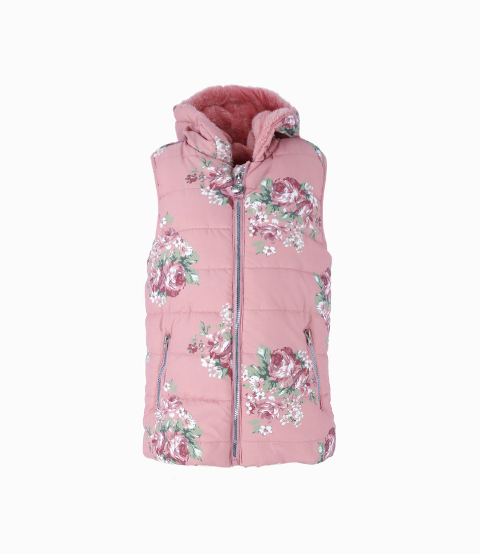 Parka Niña Floreada Sin Mangas