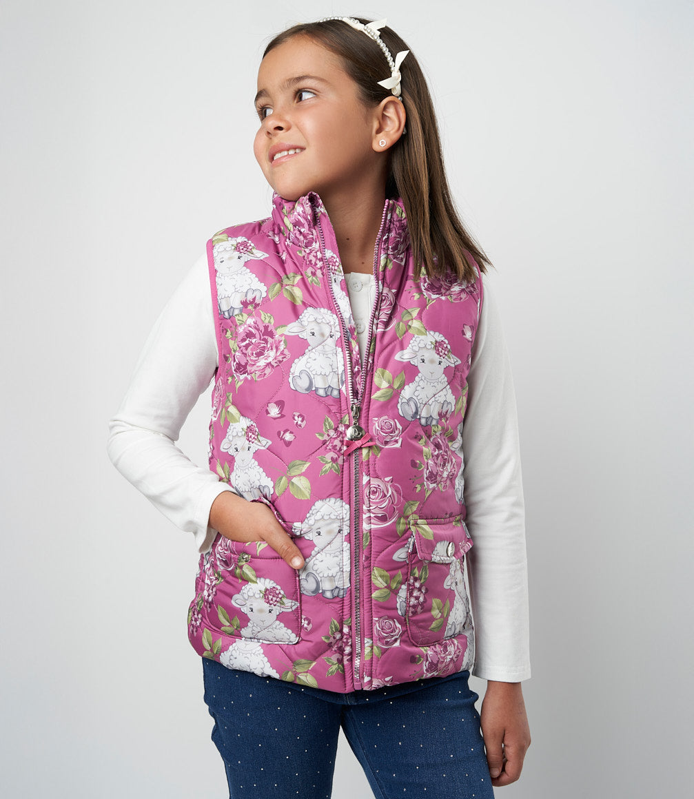 Parka niña sin mangas 2 años / Palo Rosa