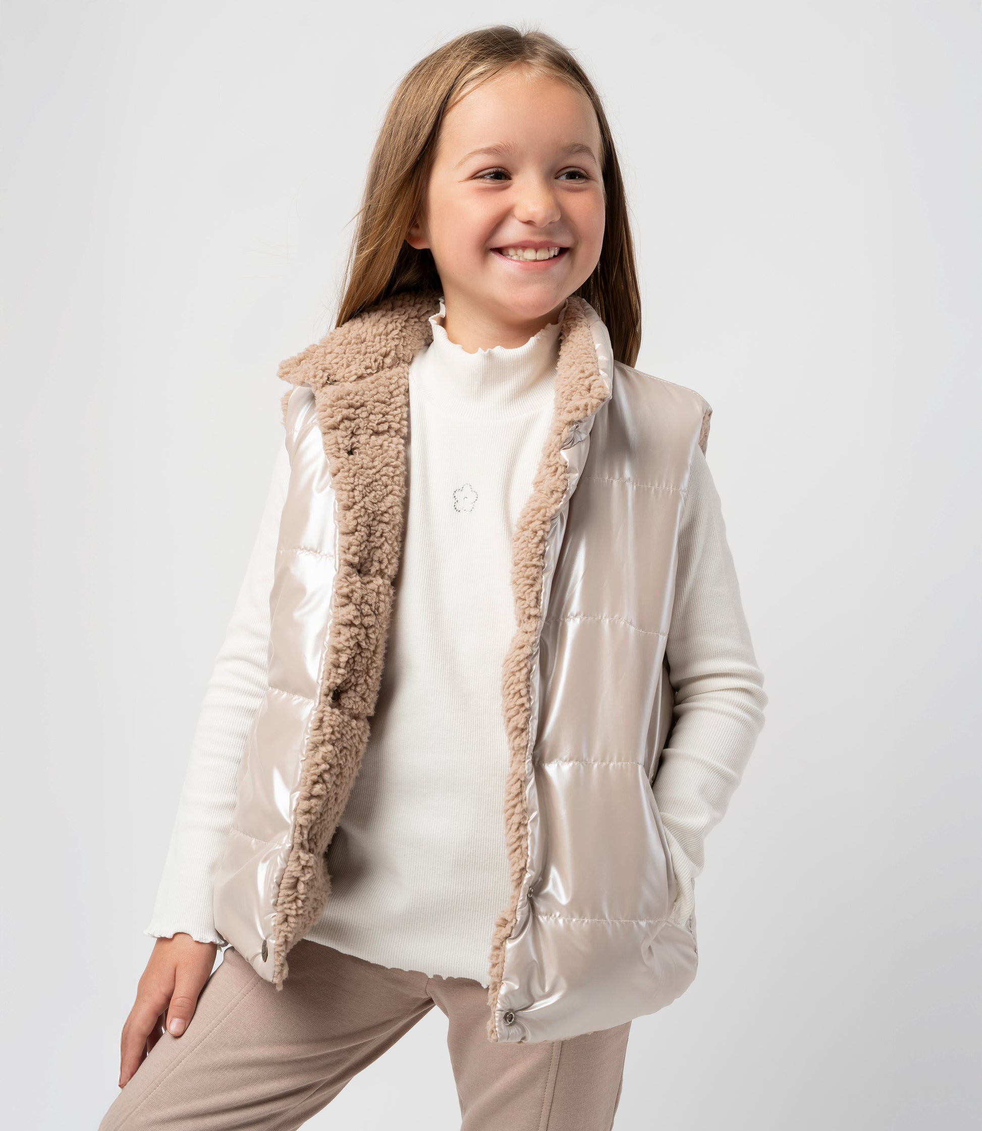 Parka niña reversible 2 años / Beige