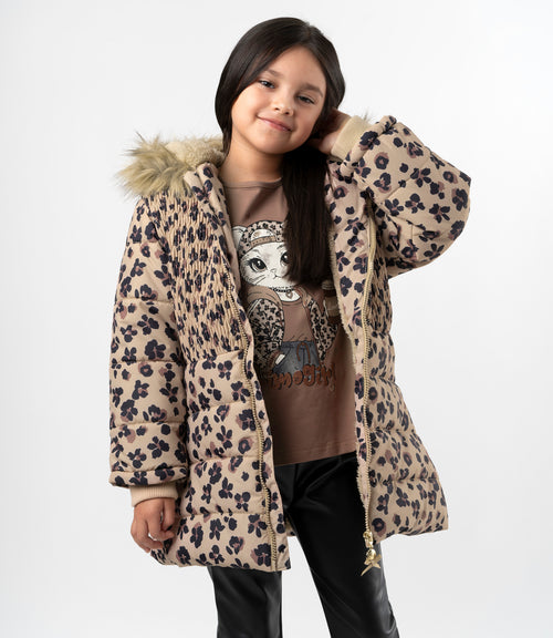 Parka niña animal print 2 años / Beige