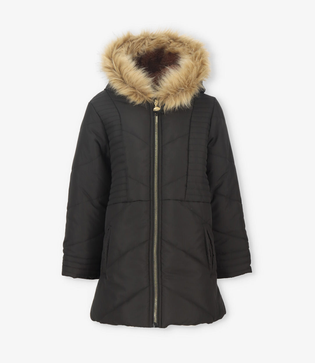 Parka niña engomada 2 años / Negro