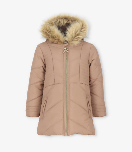 Parka niña engomada 2 años / Café