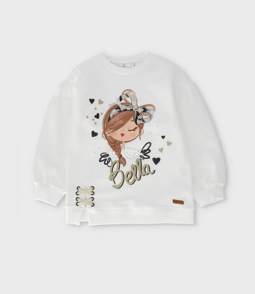 Polerón niña con estampado 2 años / Blanco