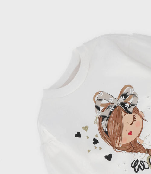 Polerón niña con estampado 2 años / Blanco