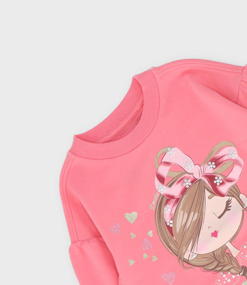 Polerón niña con estampado 2 años / Coral