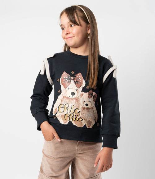 Polerón niña con ositos 2 años / Negro