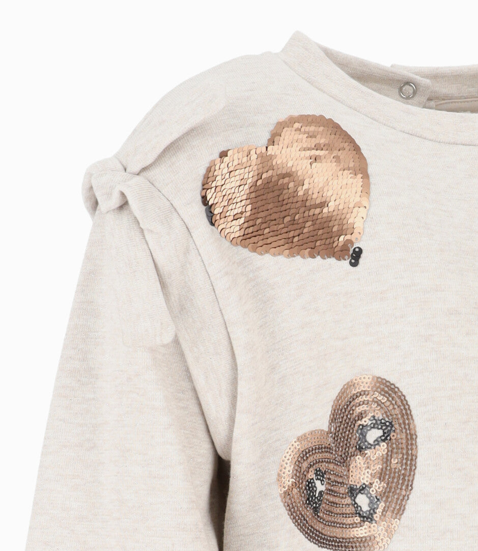 Polerón niña con corazones 2 años / Beige