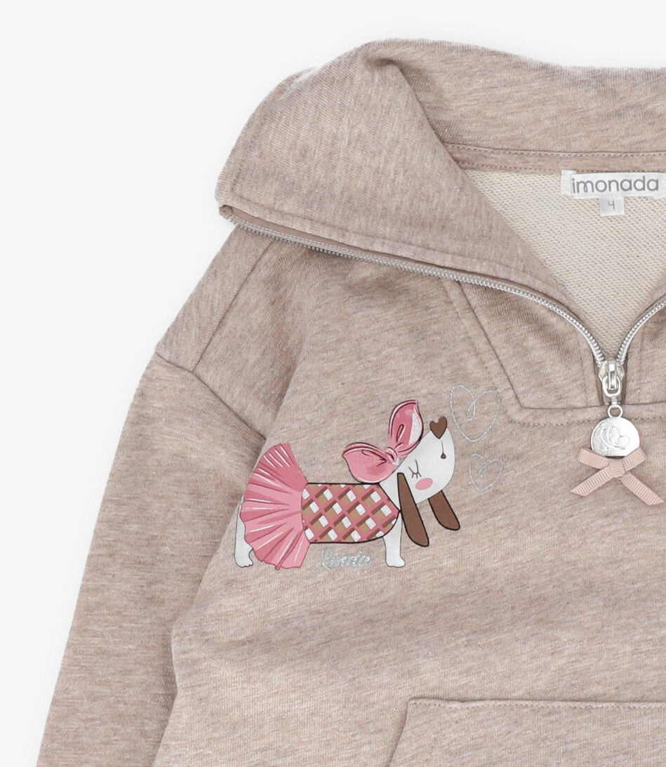 Polerón niña con perro 2 años / Crudo