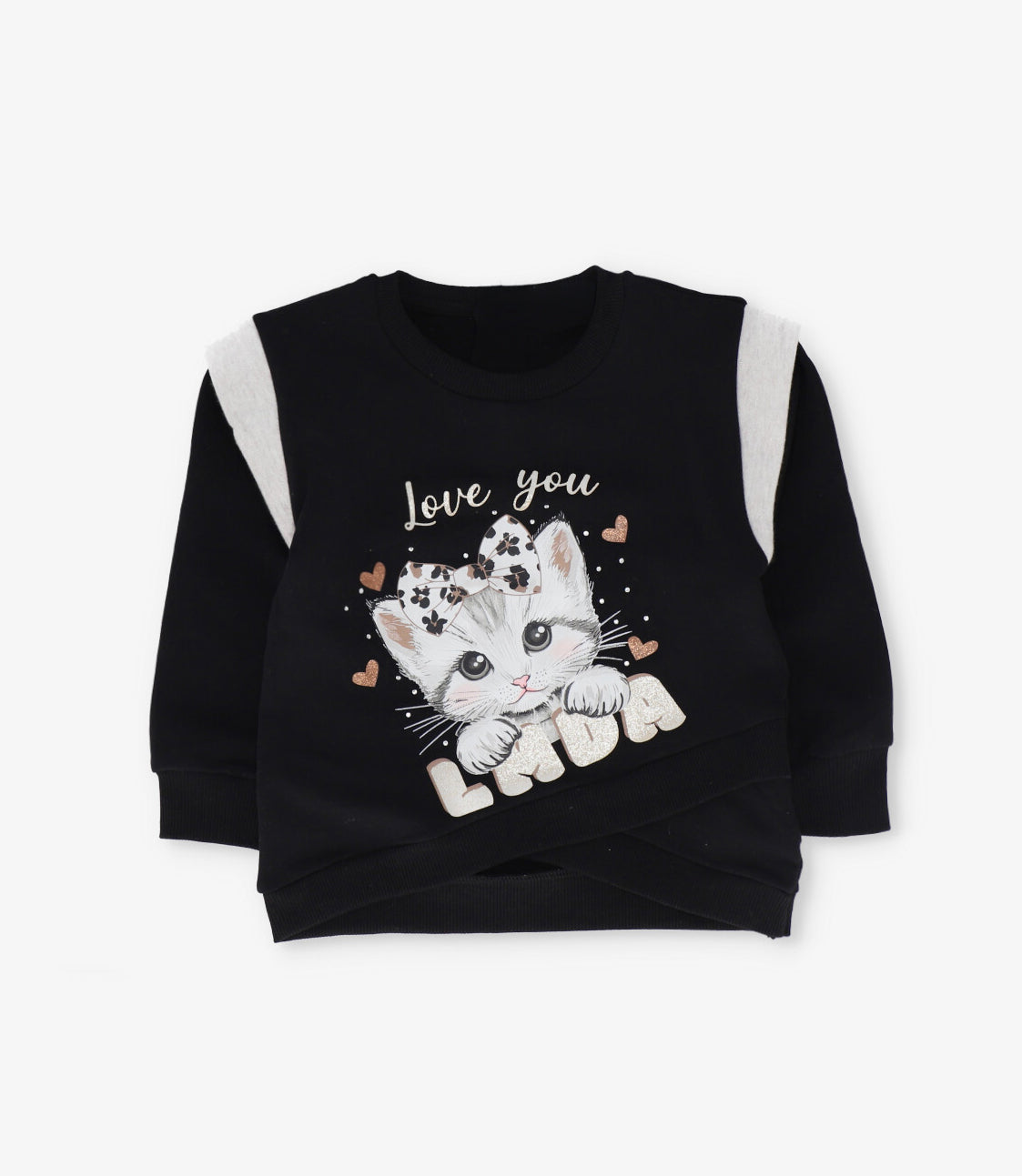 Polerón niña con gato 2 años / Negro
