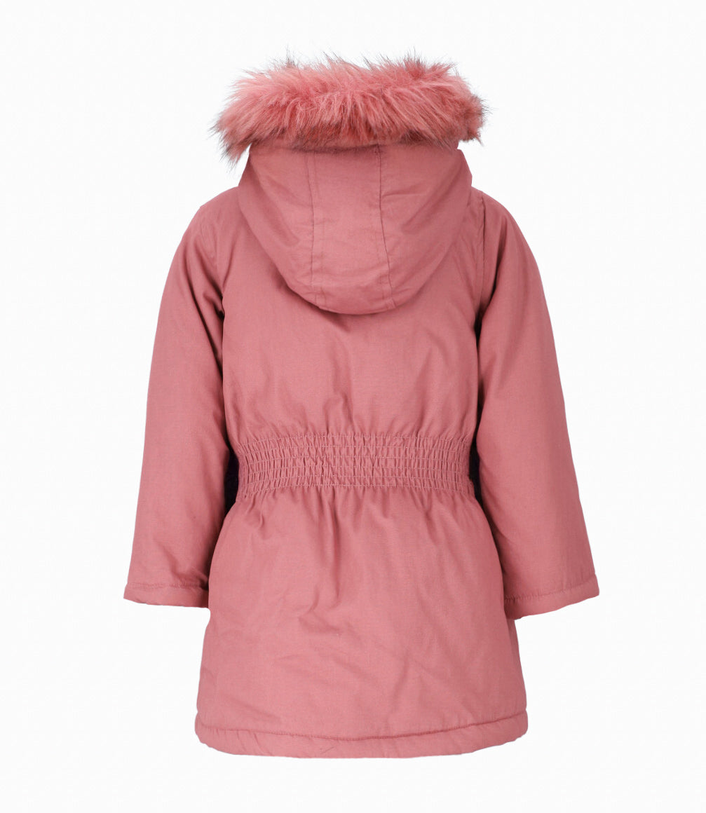 Abrigo niña con gorro 2 años / Rosado
