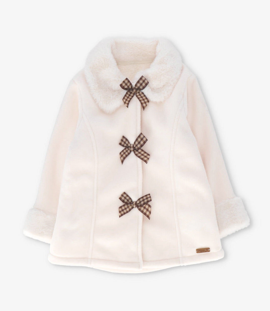 Abrigo niña con lazos 2 años / Crudo