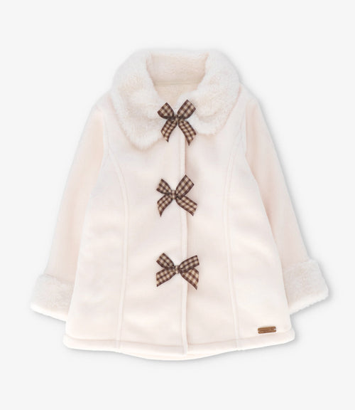 Abrigo niña con lazos 2 años / Crudo