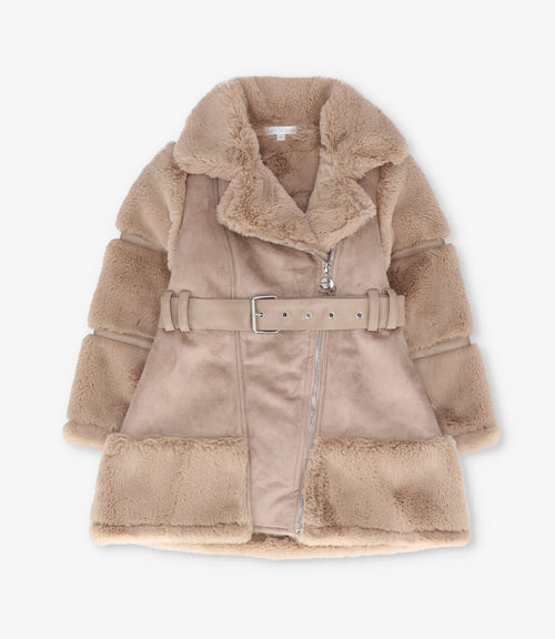 Abrigo niña de gamuza 2 años / Beige
