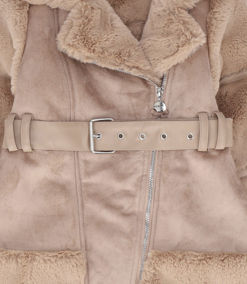 Abrigo niña de gamuza 2 años / Beige
