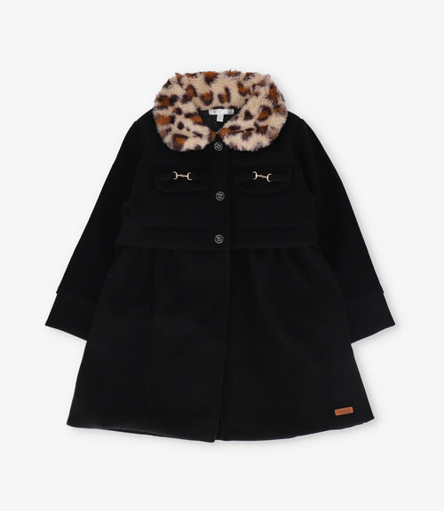 Abrigo niña animal print 2 años / Negro