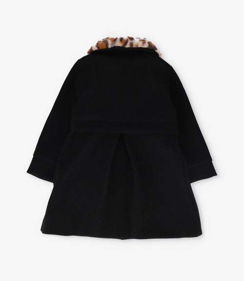 Abrigo niña animal print 2 años / Negro