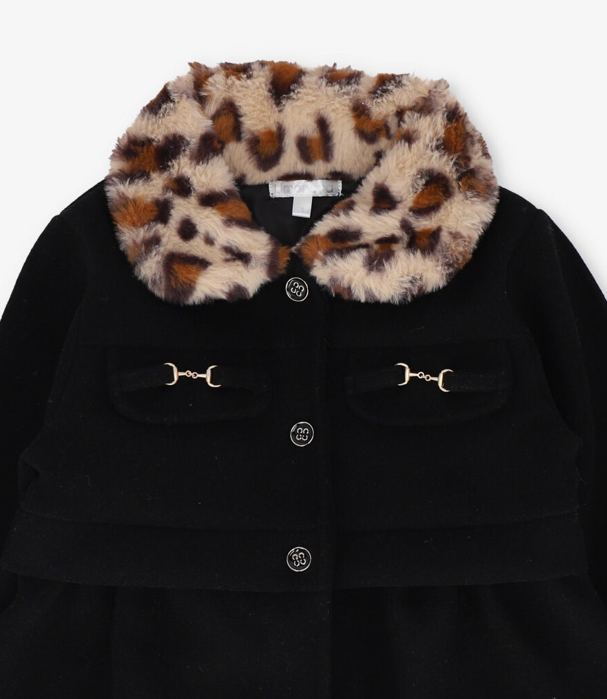 Abrigo niña animal print 2 años / Negro