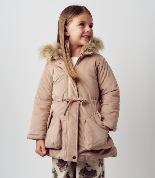Abrigo niña de cotelé 2 años / Beige
