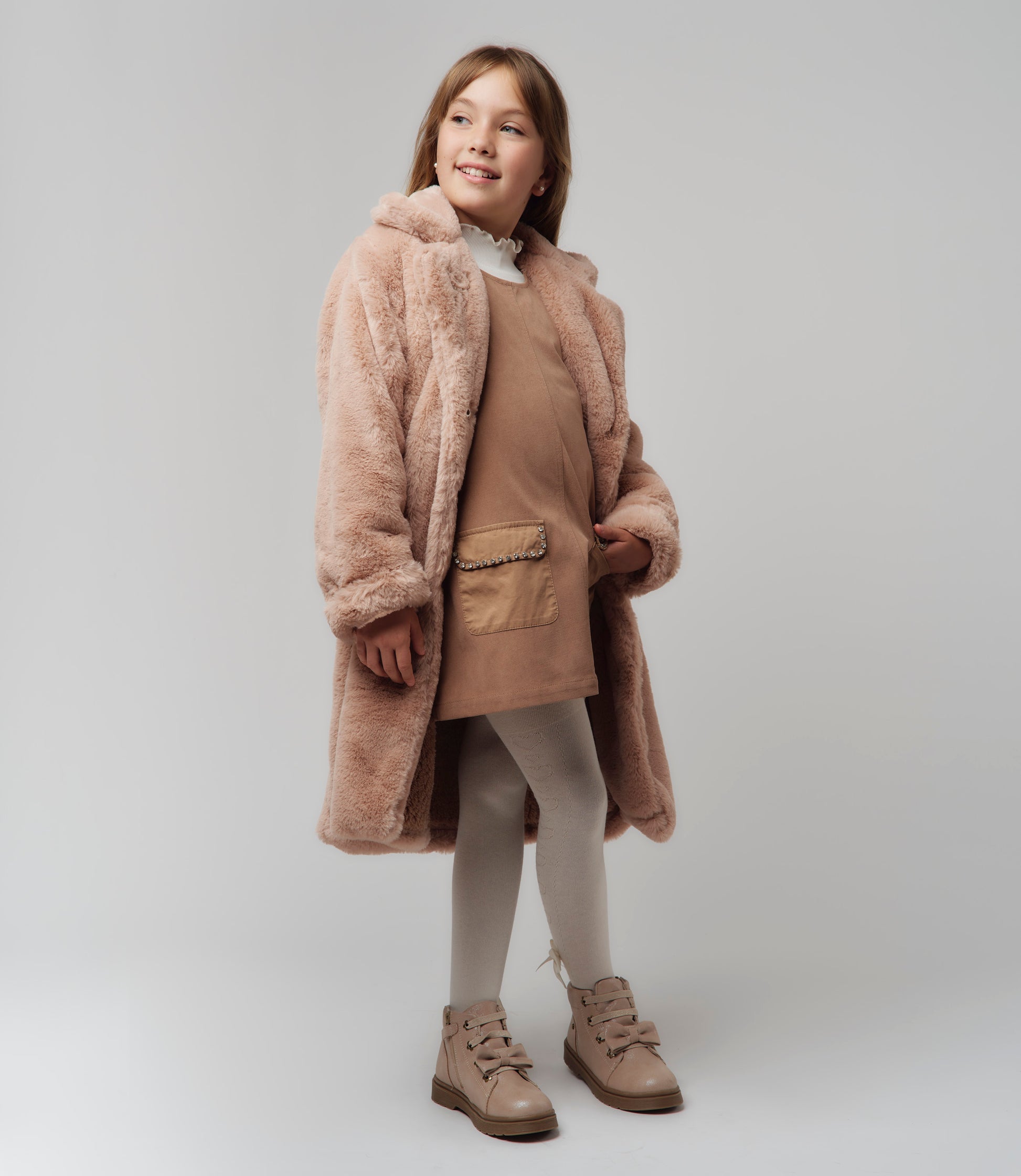 Abrigo niña de polar 2 años / Beige