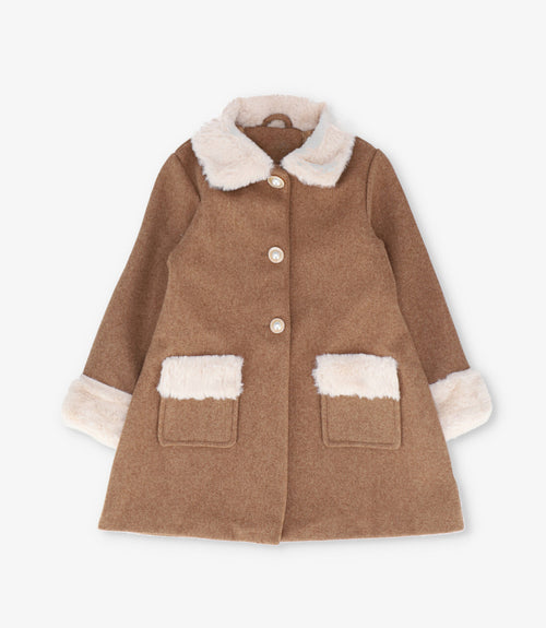 Abrigo niña bicolor 2 años / Café