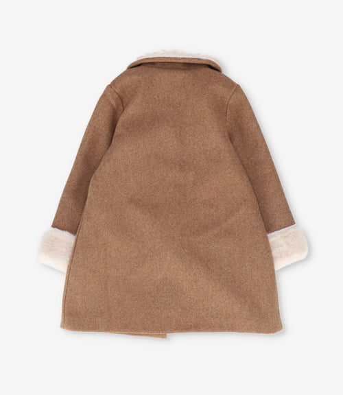 Abrigo niña bicolor 2 años / Café