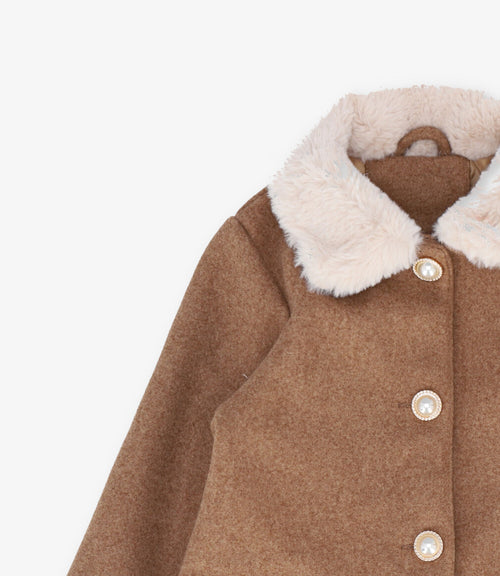 Abrigo niña bicolor 2 años / Café