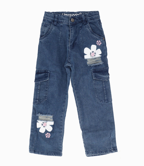 Jeans niña cargo 2 años / Celeste