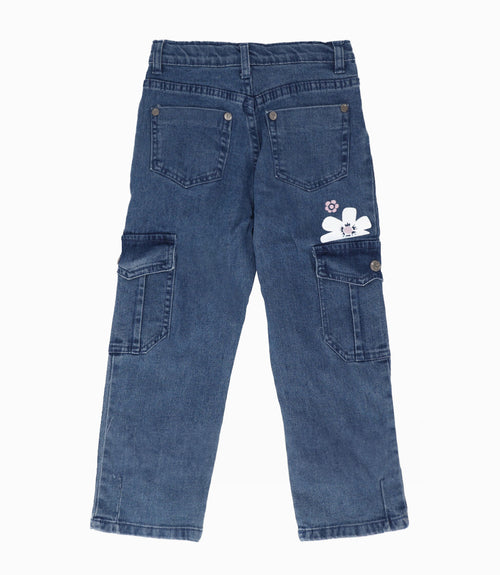 Jeans niña cargo 2 años / Celeste