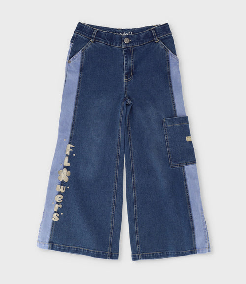 Jeans niña bicolor 2 años / Azul Marino