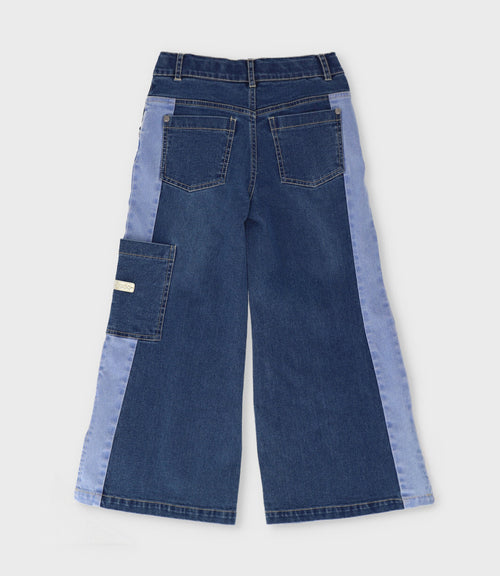 Jeans niña bicolor 2 años / Azul Marino