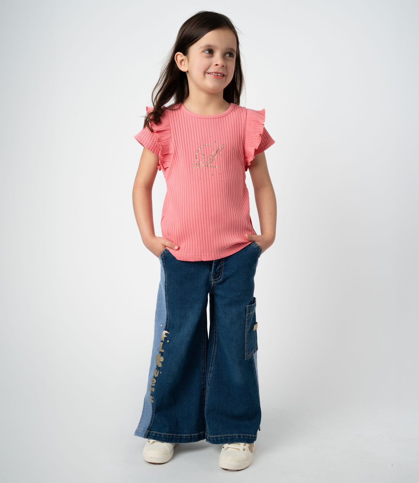 Jeans niña bicolor 2 años / Azul Marino