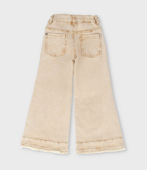 Jeans niña aplicación de flores 2 años / Beige