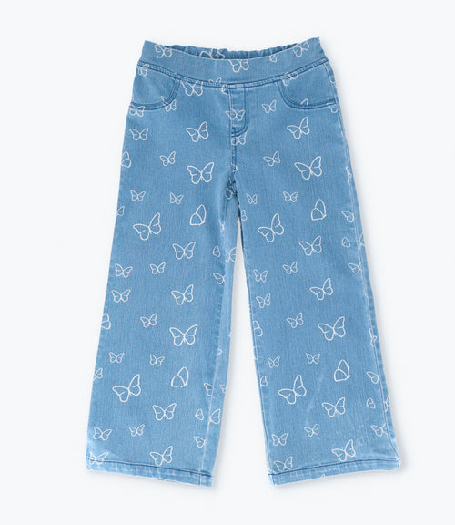 Jeans niña con flores y mariposas 2 años / Celeste