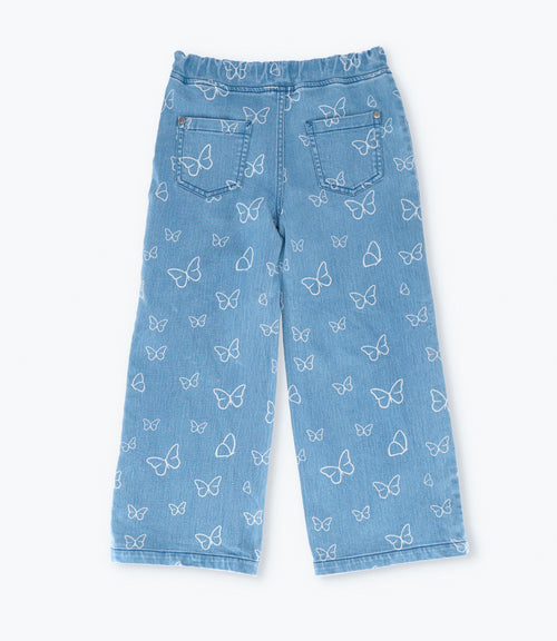 Jeans niña con flores y mariposas 2 años / Celeste