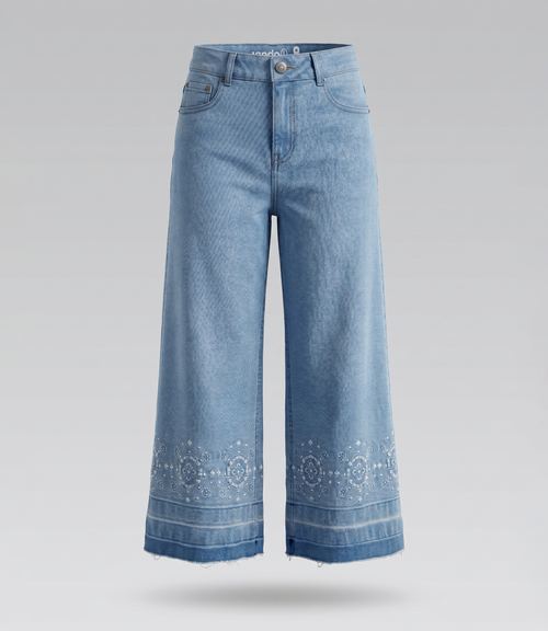 Jeans niña acampanado boho 2 años / Celeste