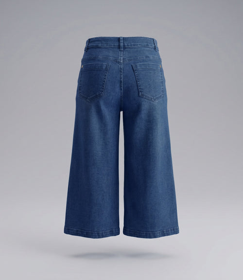 Jeans niña wide leg con cherry y lazos 2 años / Azul Marino