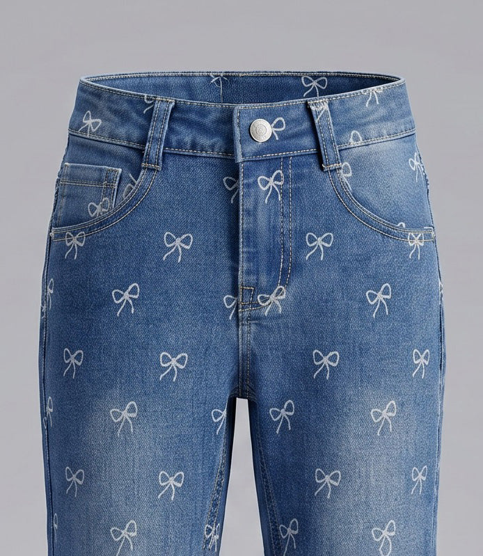 Jeans niña flare con lazos 2 años / Celeste