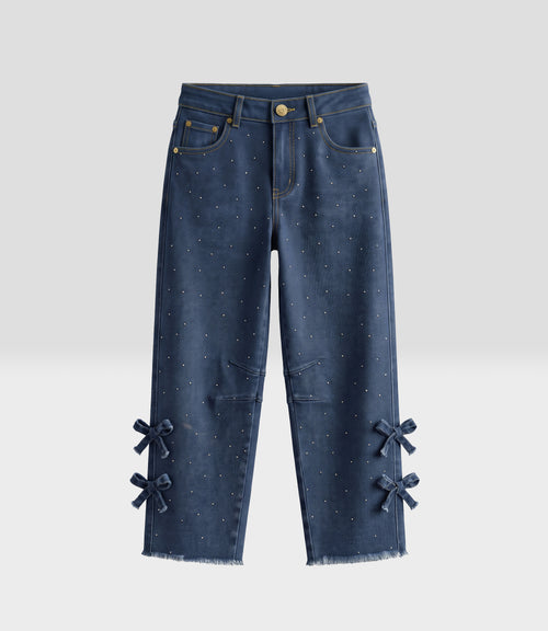 Jeans niña baloon con cherry 2 años / Azul Marino