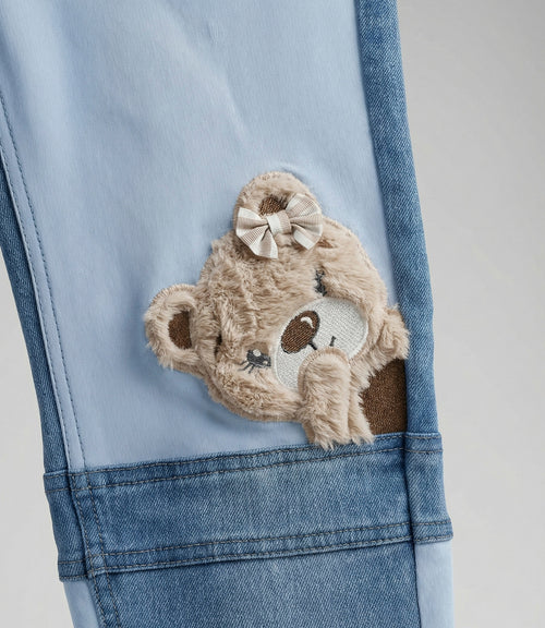 Jeans Niña Patchwork Con Oso 2 años / Celeste