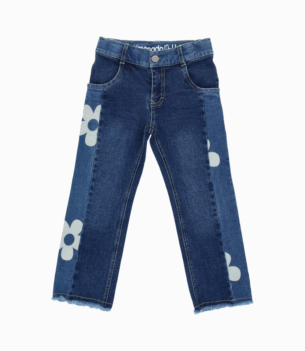 Jeans niña con flores 2 años / Azul Marino
