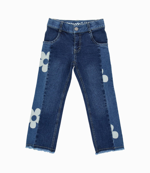 Jeans niña con flores 2 años / Azul Marino