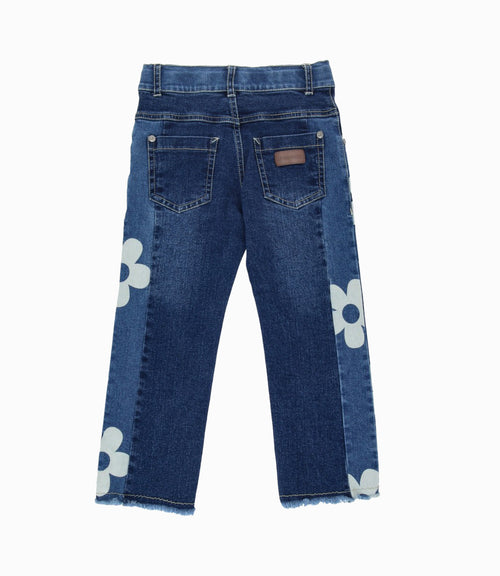 Jeans niña con flores 2 años / Azul Marino