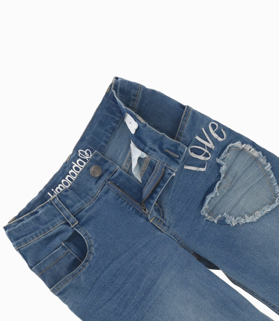 Jeans niña love 2 años / Celeste