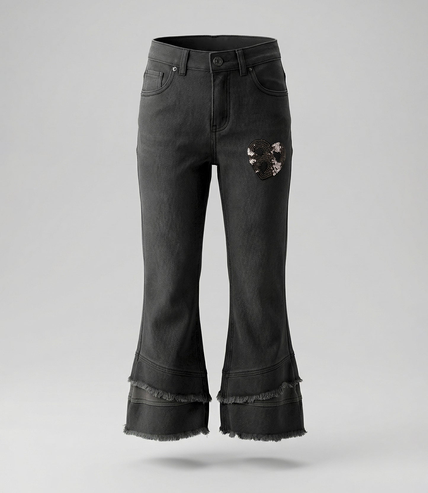 Jeans niña con flecos 2 años / Gris