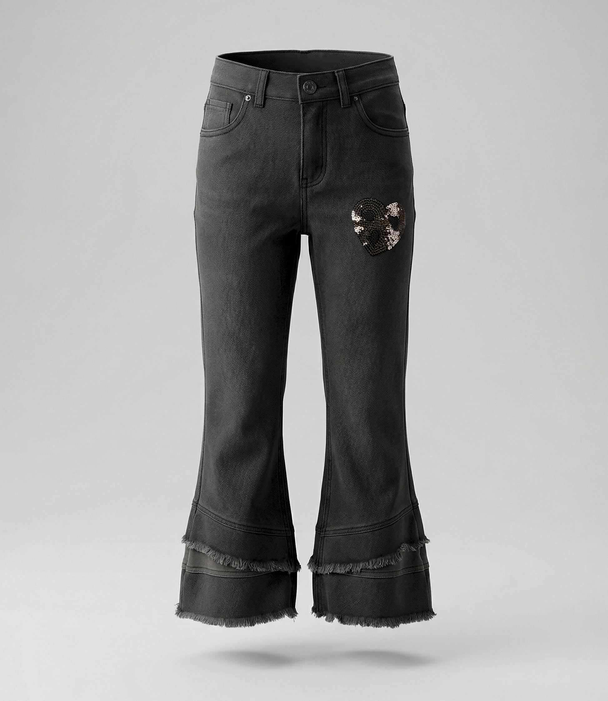 Jeans niña con flecos 2 años / Gris
