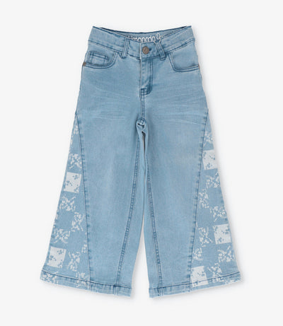 Jeans niña con flores y brillos